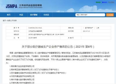 江苏省11家医疗器械企业因违规被责令停产整改 企业管理的警示与思考